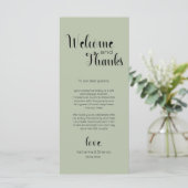 Sage Green Welcome & Thanks Place Setting Cards Programm (Stehend Vorderseite)
