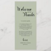 Sage Green Welcome & Thanks Place Setting Cards Programm (Vorderseite)