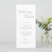 Sage Green Welcome & Thanks Place Setting Cards Programm (Stehend Vorderseite)