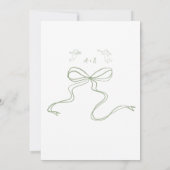 Sage Green Whimsical Bow Cherub Hochzeitseinladung Einladung (Rückseite)