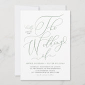 Sage Green Whimsical Calligraphy Wedding Einladung (Vorderseite)