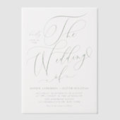Sage Green Whimsical Calligraphy Wedding Pergament Einladungen (Vorderseite)