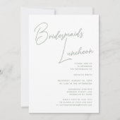 Sage Green Whimsical Script Bridesmaids Luncheon Einladung (Vorderseite)