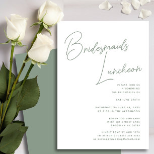 Sage Green Whimsical Script Bridesmaids Luncheon Einladung