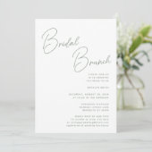 Sage Green Whimsical Script Chic Bridal Brunch Einladung (Stehend Vorderseite)