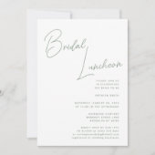 Sage Green Whimsical Script Chic Bridal Luncheon Einladung (Vorderseite)