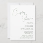 Sage Green Whimsical Script Chic Couples Dusche Einladung (Vorderseite)