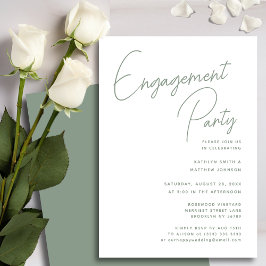 Sage Green Whimsical Script Chic Engagement Party Einladung