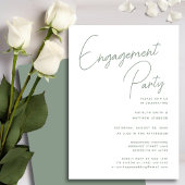 Sage Green Whimsical Script Chic Engagement Party Einladung