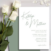 Sage Green Whimsical Script Minimalistisch Wedding Einladung