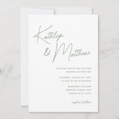 Sage Green Whimsical Script Minimalistisch Wedding Einladung (Vorderseite)