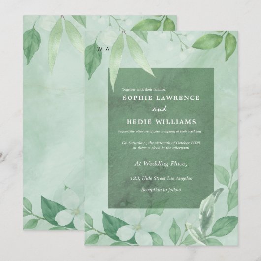 Sage Green Whimsical Wildblume Boho Einladung (Vorne/Hinten)