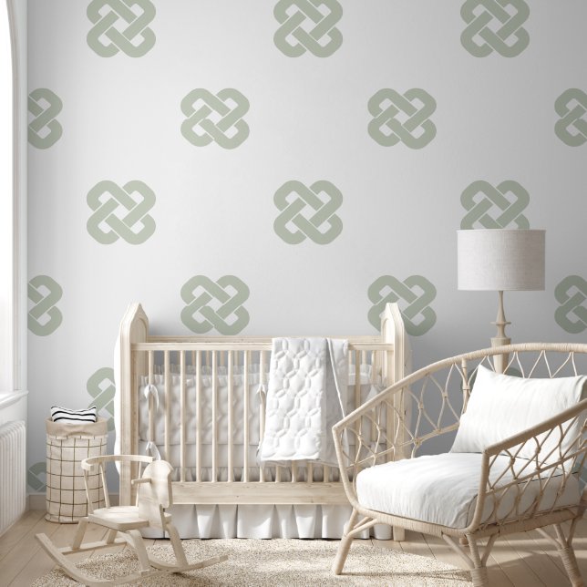 Sage Green White Abstrakt Geometric Modern Simple Tapete (Kinder)