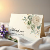 Sage Green & White Blume Hochzeit Danke Karte
