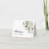 Sage Green & White Blume Hochzeit Danke Karte (Vorderseite)