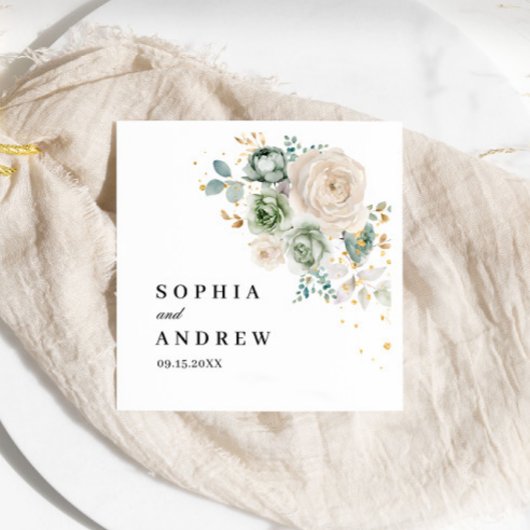 Sage Green & White Blume Hochzeiten von Napkins Serviette