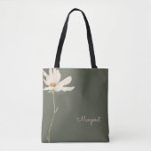 Sage Green White Blume Minimal Einfach Tasche (Vorderseite)