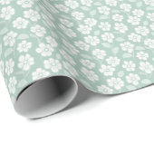 Sage Green White Boho Florals Baby Dusche Geburtst Geschenkpapier (Rolleneckpunkt)