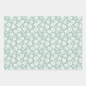 Sage Green White Boho Florals Baby Dusche Geburtst Geschenkpapier Set (Vorderseite 3)