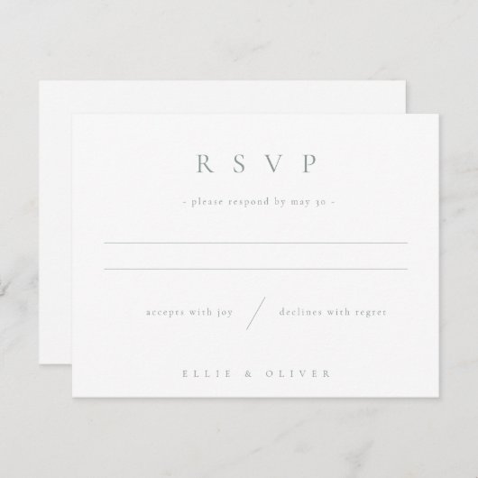 Sage Green & White Boho Foto Hochzeit Moderne RSVP Karte (Vorne/Hinten)