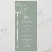 Sage Green White Bold Floral Modern Simple Menu Programm (Vorderseite)