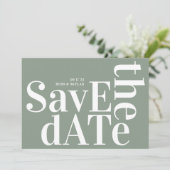 Sage Green White Bold Simple Save The Date (Stehend Vorderseite)