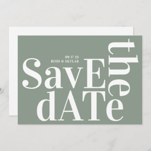 Sage Green White Bold Simple Save The Date