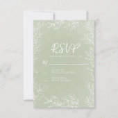 Sage Green White Botanical Garden Wedding RSVP Karte (Vorderseite)