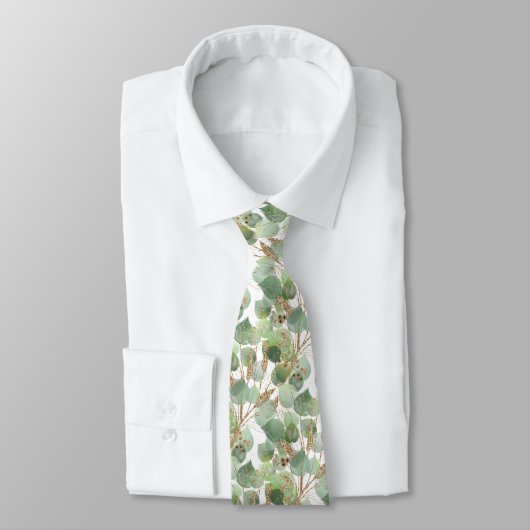 SAGE GREEN WHITE BOTANICAL MENES KRAWATTE (Gebunden)