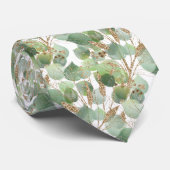 SAGE GREEN WHITE BOTANICAL MENES KRAWATTE (Gerollt)