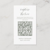 Sage Green | White Capture the Liebe QR Code Begleitkarte (Vorderseite)