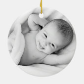 Sage Green White Cross Foto Boy Taufe Ornament (Hinten)