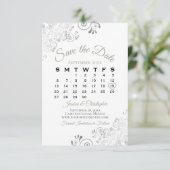 Sage Green & White Einfache Hochzeitskalender Save The Date (Stehend Vorderseite)