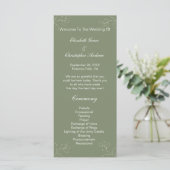 Sage Green White Floral Botanical Wedding Programm (Stehend Vorderseite)