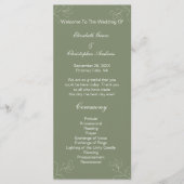 Sage Green White Floral Botanical Wedding Programm (Vorderseite)