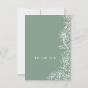 Sage Green White Floral Danke Note Card
