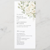 Sage Green White Floral Elegant Wedding Ceremony Programm (Vorderseite)