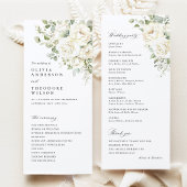 Sage Green White Floral Elegant Wedding Ceremony Programm