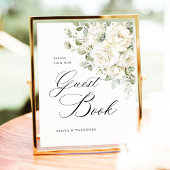 Sage Green White Floral Guest Book Wedding Table Sockelschild