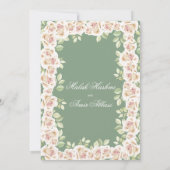 Sage Green White Floral Islamische Hochzeit Einladung (Rückseite)