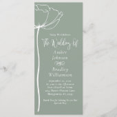 Sage Green White Floral Moderne Minimale Hochzeit Programm (Vorderseite)