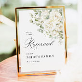 Sage Green White Floral Reserved Seating Sign 5x7 Poster