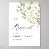 Sage Green White Floral Reserved Seating Sign 5x7 Poster (Vorne)