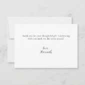 Sage Green White Floral Script Danke Note Card (Rückseite)