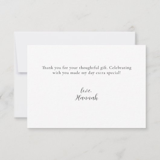 Sage Green White Floral Script Danke Note Card (Rückseite)