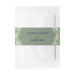 Sage Green White Floral Wedding Einladungsbanderole