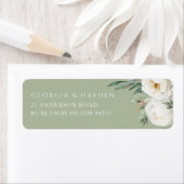 Sage Green & White Floral Wedding Return Address (Insitu)