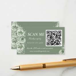 Sage Green White Floral Wedding RSVP EnclosureCard Begleitkarte