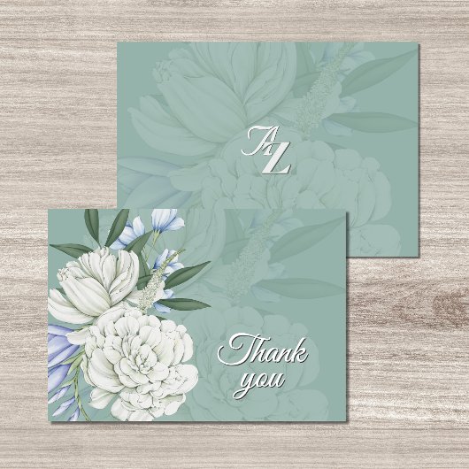 Sage Green & White Floral Wedding | Thank you Card Dankeskarte