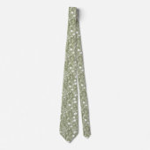 Sage Green White Floral Wedding Trauzeuge Groom Krawatte (Vorderseite)